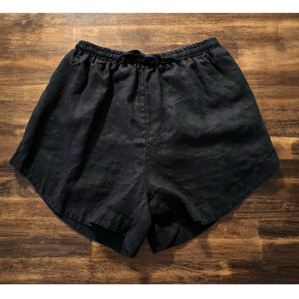 Beulah Women’s Medium Shorts Pull On Drawstring 4" Inseam Curved Hem Linen